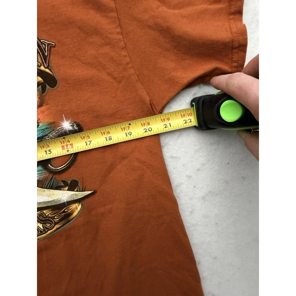 Harley-Davidson‎ Shirt Mens L Orange Pirate Skull Orlando Florida Motorcycles